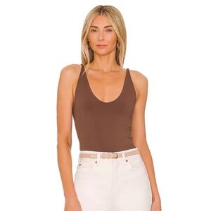 Free People Seamless V Neck Cami in Chocolate Lava